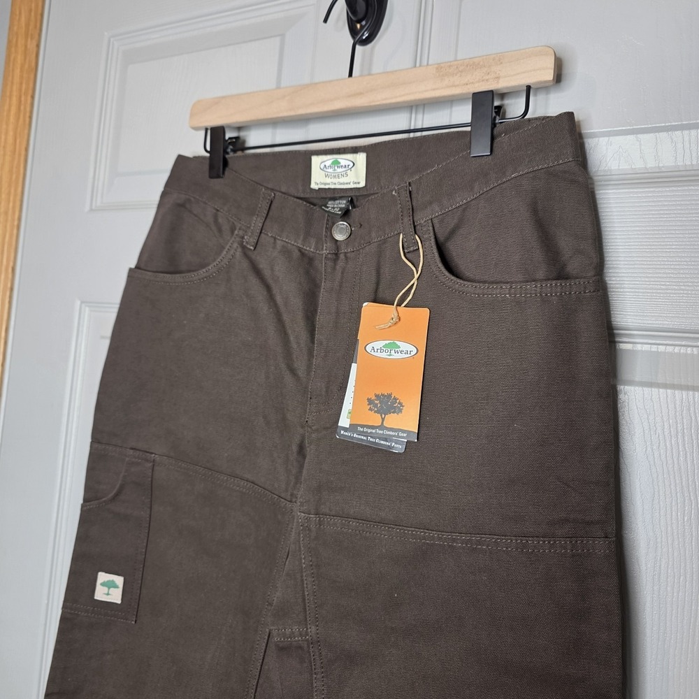 NWT Arborwear Original Tree Climber Pants 8x32 Brown Womens Double Knee Canvas - Picture 3 of 9